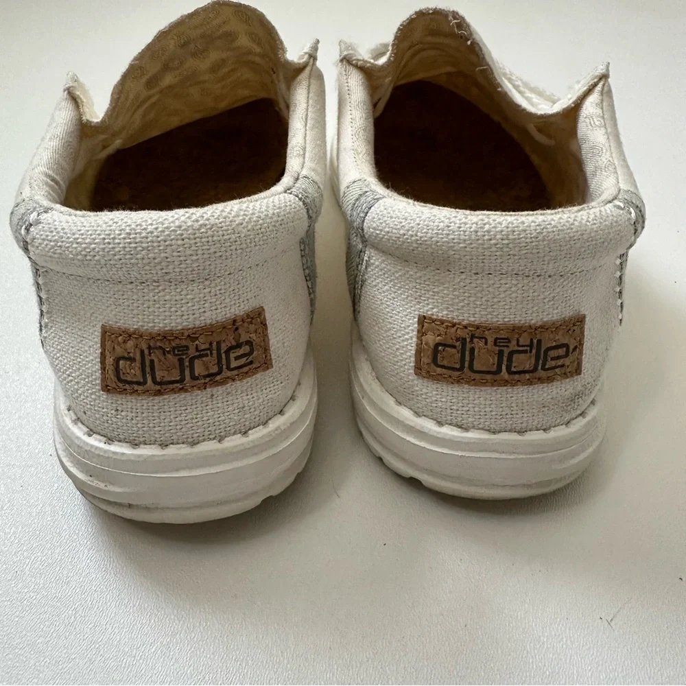 Hey Dude Wally Linen Natural White Slip on Shoes Mens Size 9